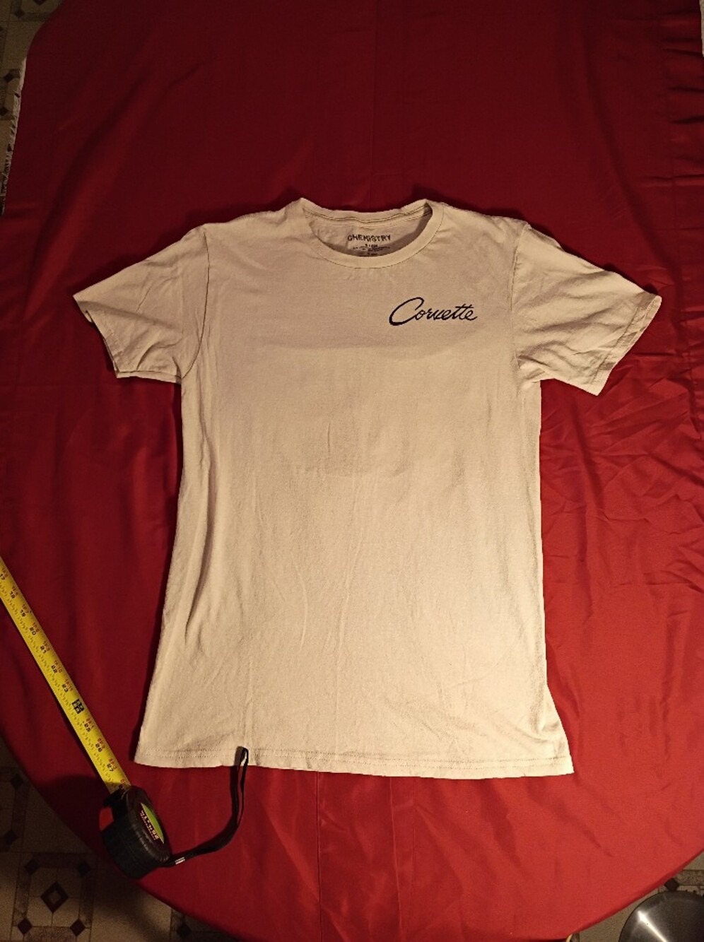 Chemistry White Crewneck T-Shirt with Navy Script